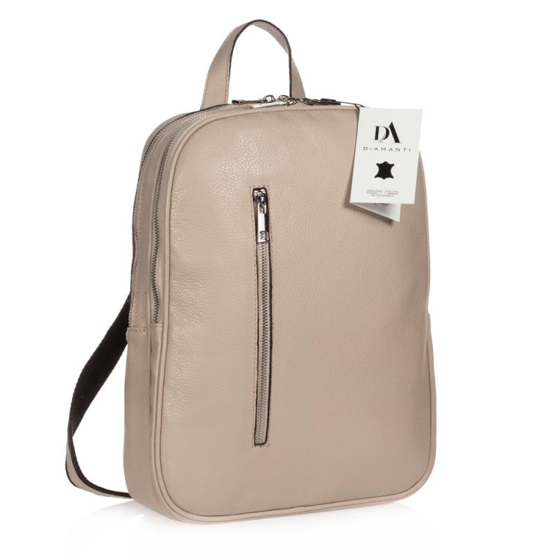 Rucsac laptop 14 inch din piele naturala DiAmanti Rovereto Rose Taupe